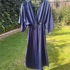 Subtle Luxury Deep Blue Gathered Dress